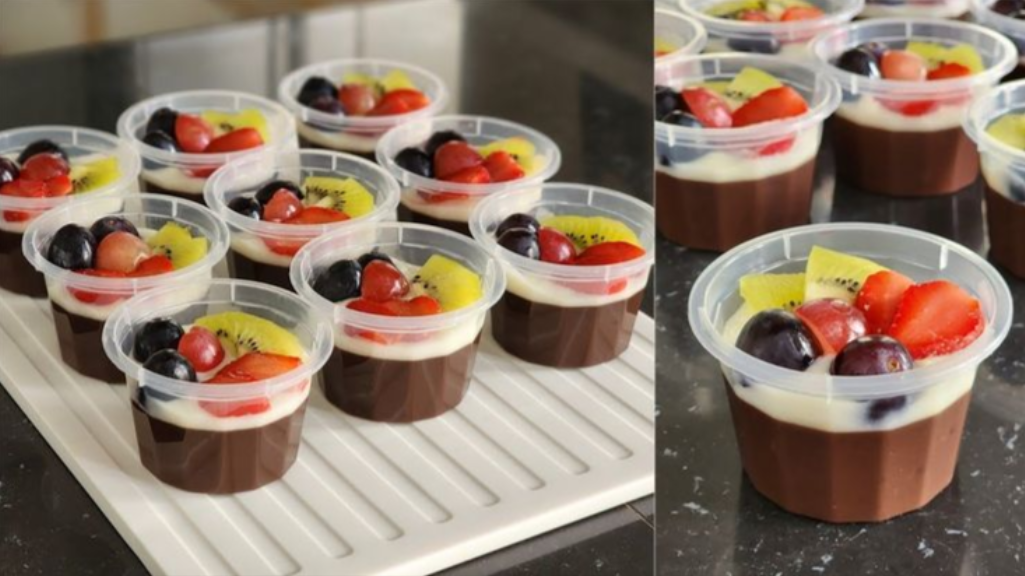 Puding Coklat Susu Dengan Topping Keju