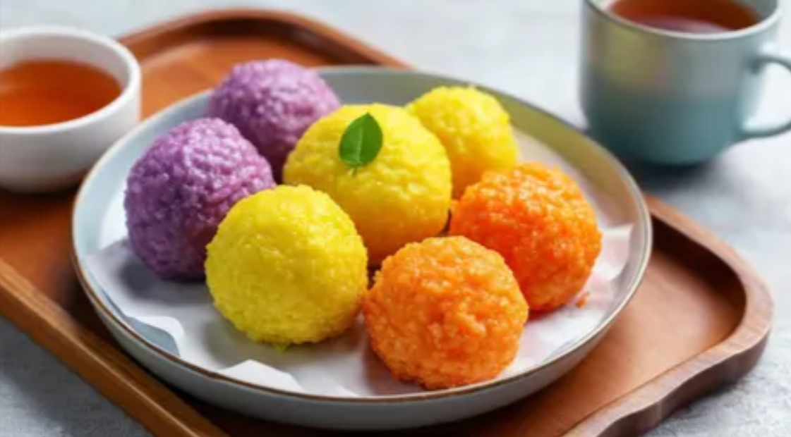 Bola Ubi Kopong Warna-Warni Cemilan Viral